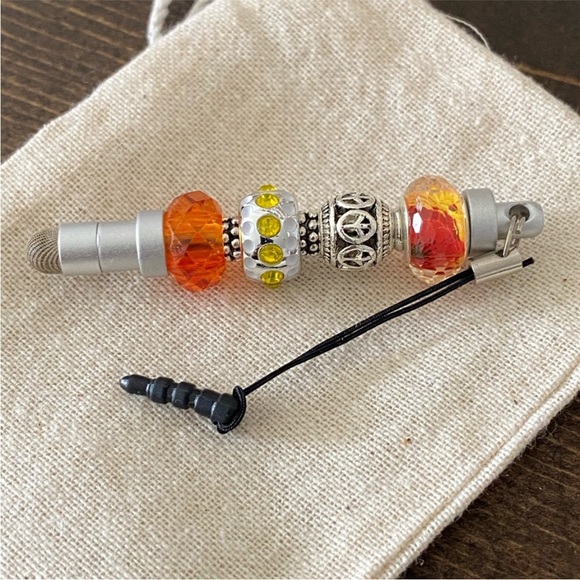 Orange Beaded Stylus Mini Cell Phone Accessory - Picture 5 of 5